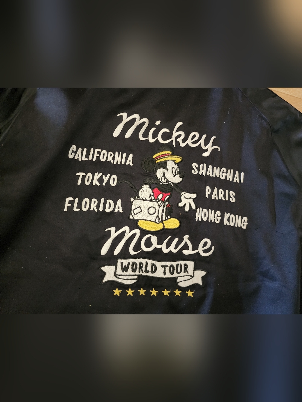 Uniqlo x Disney Sukajan Bomber Jacket Adult M Satin Mickey Mouse World Tour - Picture 9 of 9
